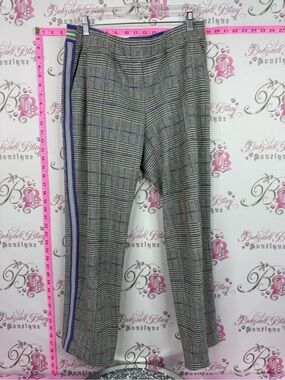 PURE pants Gray Plaid Pull-On Pants with Side Stripe